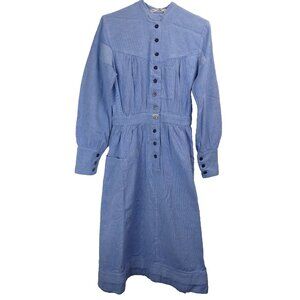 Almedahl's Dress Womens 40 Swedish Cornflower Blue Linen Cotton 1940s 1950s VTG